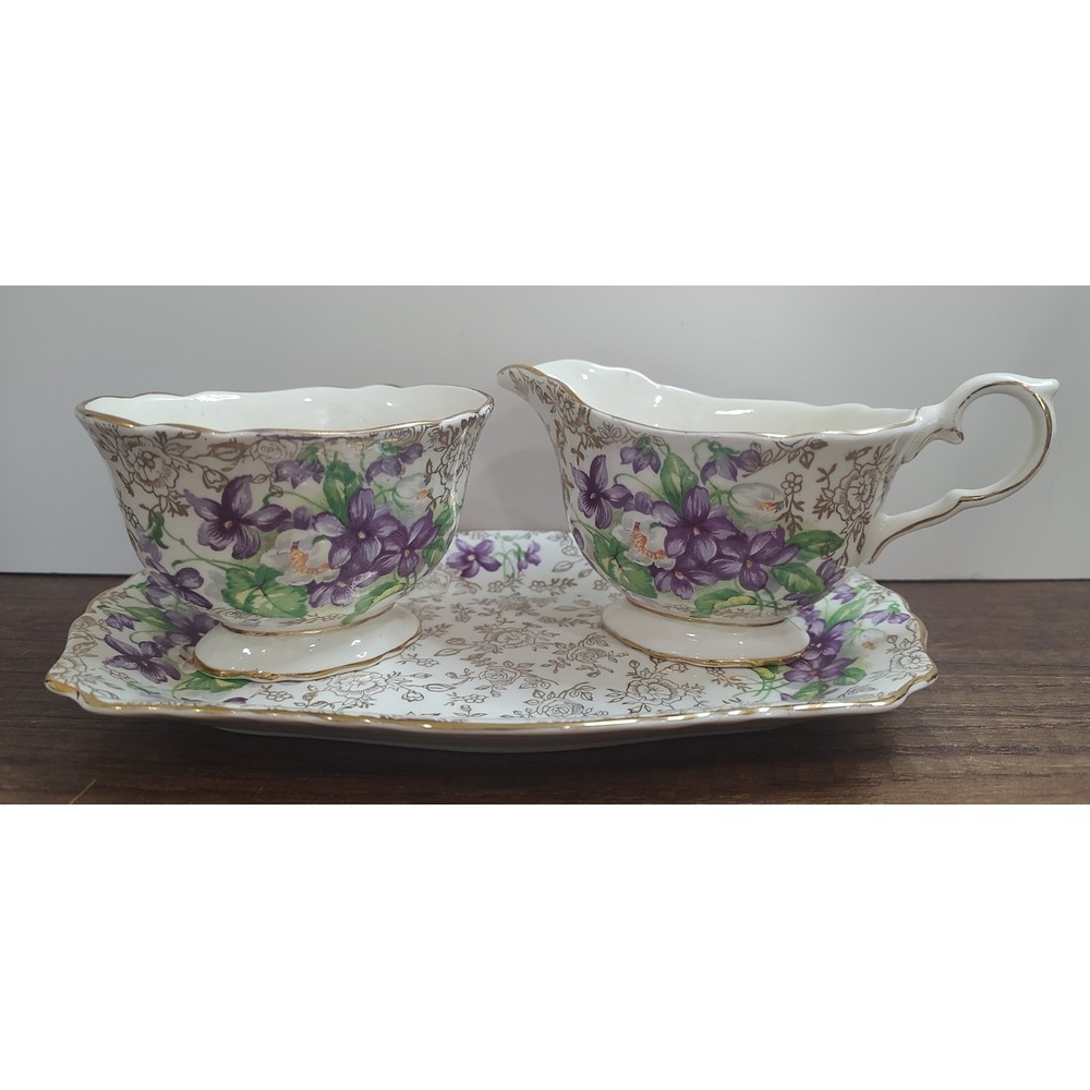 Vtg Old Foley James Kent Longton Staffordshire England Creamer Sugar 3 Piece Set